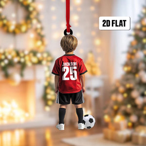 Personalized Kid Soccer Player 2D Flat Ornament, Custom Name Number Soccer Ornament, Soccer Keepsake, Soccer Uniform Ornament, Gift for Kids