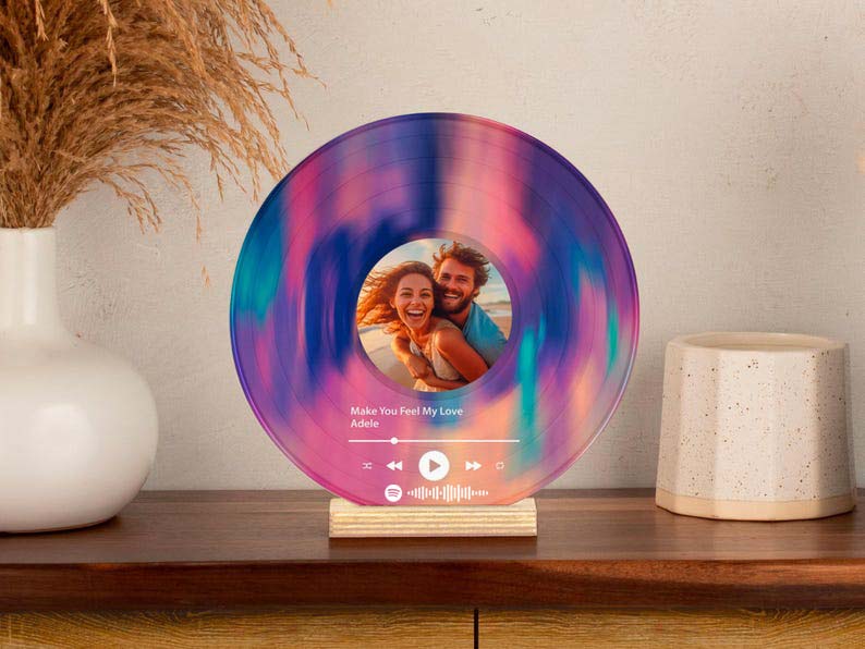 Custom Vinyl Record with Photo, Christmas Gifts for Him,Wedding Couple Gifts, Birthday Gift, Anniversary Gift, Best Friend Gift, Song Plaque