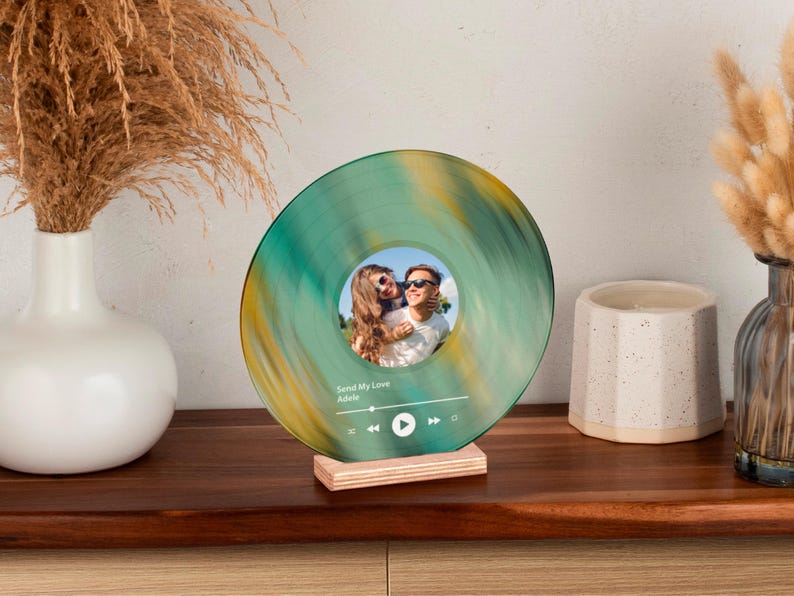 Custom Vinyl Record with Photo, Christmas Gifts for Him,Wedding Couple Gifts, Birthday Gift, Anniversary Gift, Best Friend Gift, Song Plaque