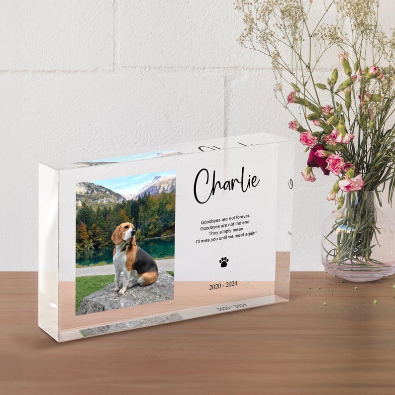 Personalized Pet Memorial Gift, Custom Tabletop Decor, Laser Engraving, Pet Lovers, Handmade Photo Gifts