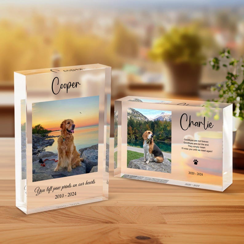 Personalized Pet Memorial Gift, Custom Tabletop Decor, Laser Engraving, Pet Lovers, Handmade Photo Gifts