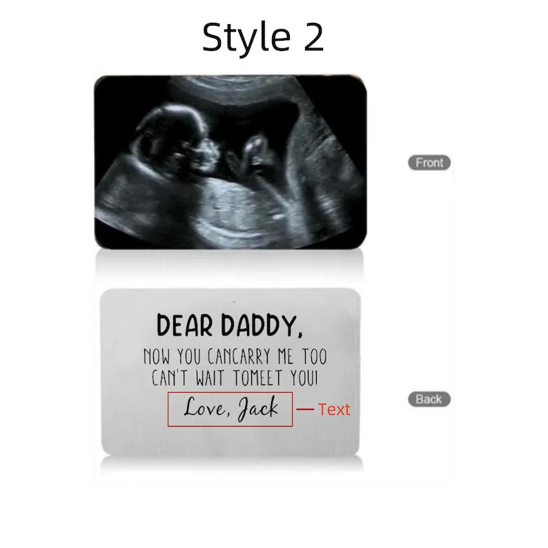 Custom Metal Ultrasound Photo Wallet Card, New Baby Sonogram Gift, Wallet Insert Card, Pregnancy Gift,New Dad Gift for Him, Fathers Day Gift