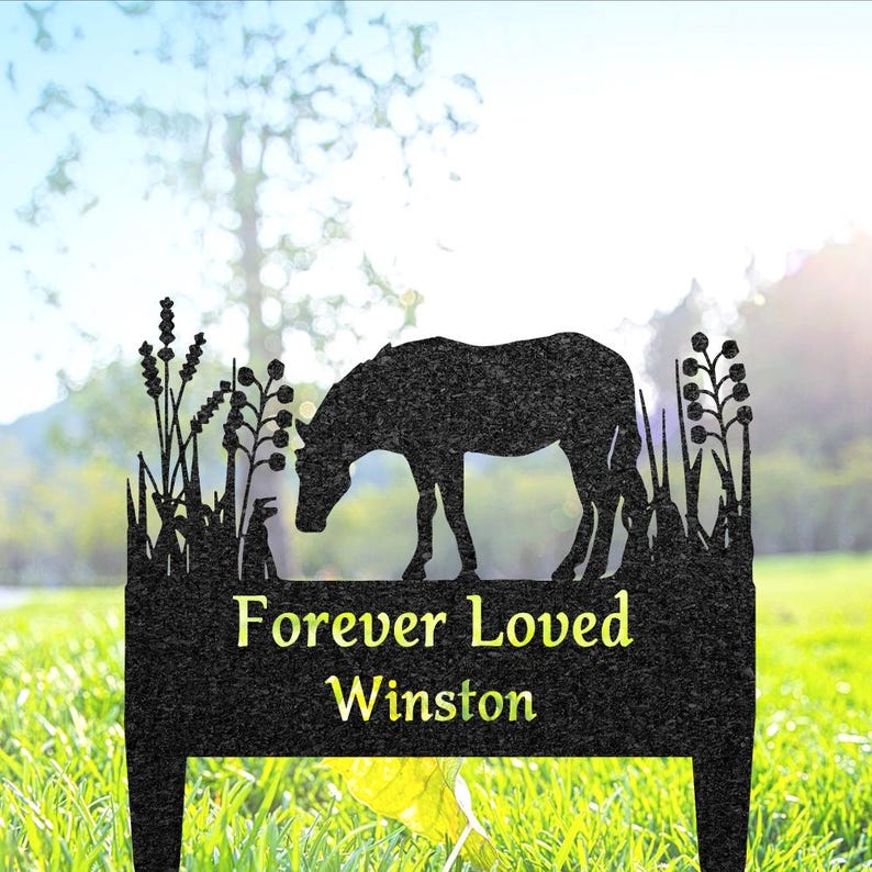 Custom Horse Memorial Grave Marker, Pet Plaque Burial Stake, Personalized Engraved Horse Name Keepsake, Garden Sign, Pet Loss Gift