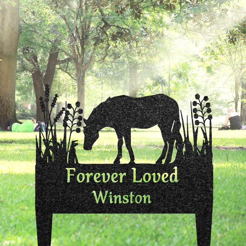 Custom Horse Memorial Grave Marker, Pet Plaque Burial Stake, Personalized Engraved Horse Name Keepsake, Garden Sign, Pet Loss Gift