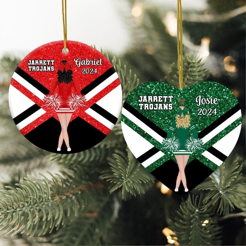 Personalized Girl Cheerleader Ornament, Custom Cheerleading Ornament, Cheer Coach Gift, Cheerleader Girl Ornament, Cheer Christmas Ornament