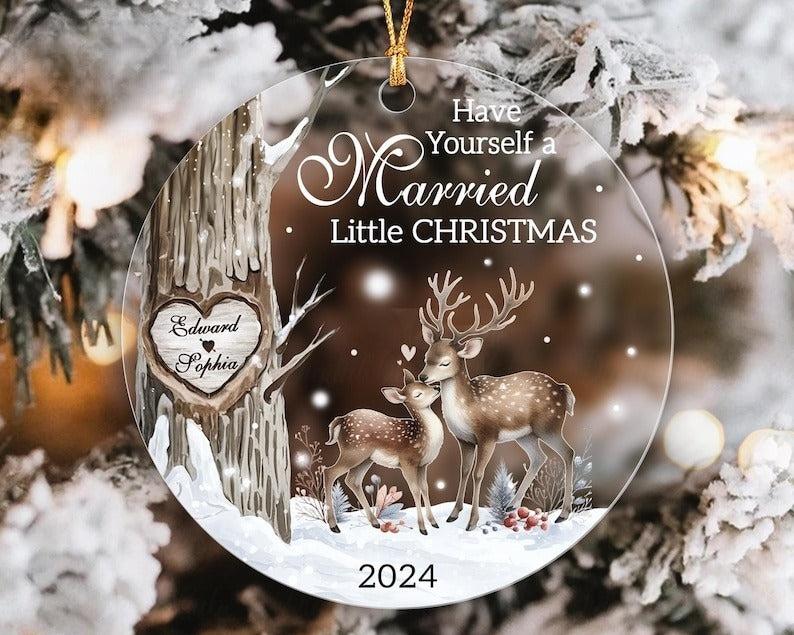 Personalized First Christmas Married Ornament 2024, Have Yourself Married Little Christmas, Wedding Ornament, Newlywed Keepsake
