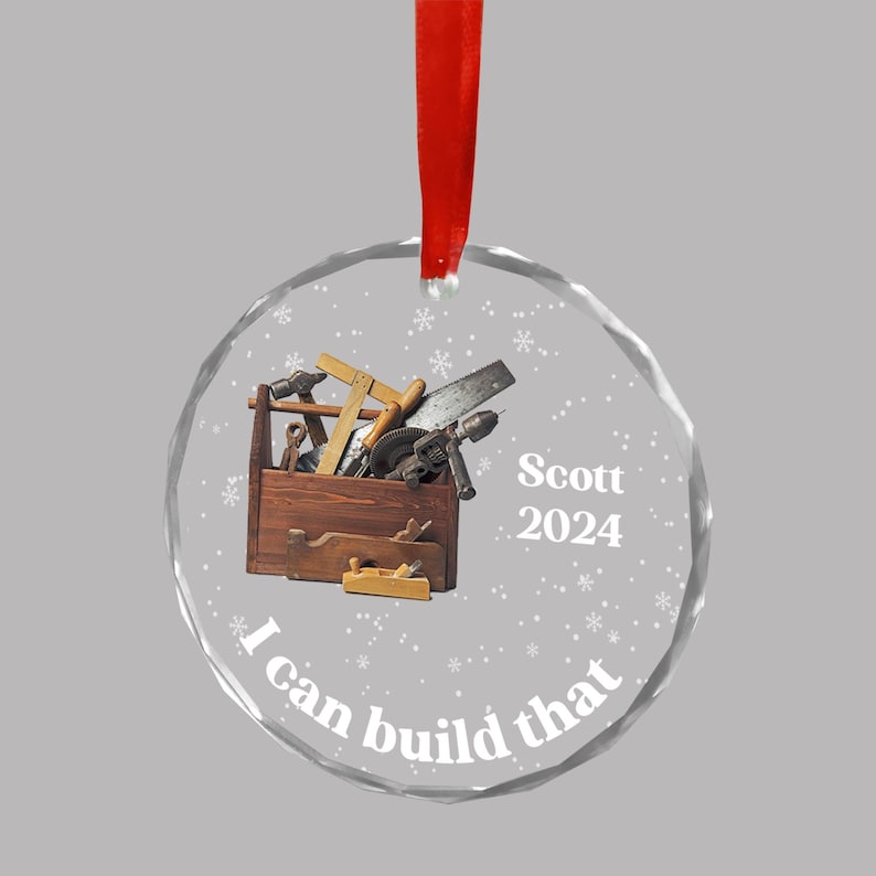 Custom Carpenter Glass Ornament, Personalized Woodworker Christmas Ornament, Unique for Carpenters, Custom Construction-Themed Keepsake
