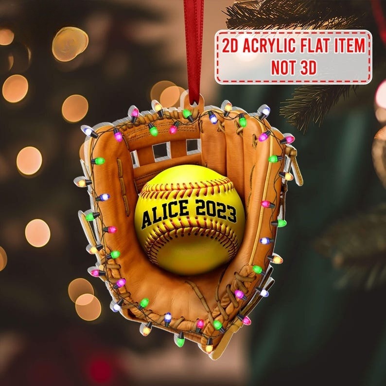 Personalized Softball Ornament, Softball 2D Flat Ornament Not 3D, Softball Gifts for Softball Players, Coaches, End of Year Team Softball