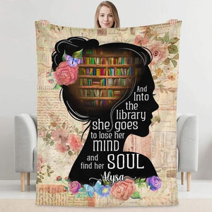 Personalized Books Blanket, Soft Cozy Throw Blankets, Custom Gift For Reading Lover, Bookworm, Fleece Blanket, Blanket Gift, Gift For Her