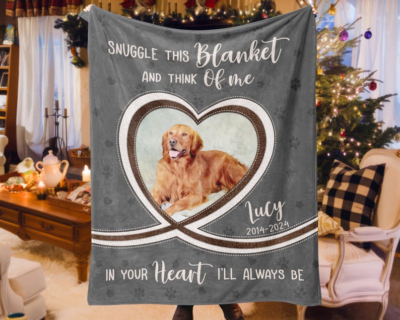 Personalized Dog Memorial Photo Blanket, Pet Blanket with Pictures, Pet Photo Memorial Blanket, Dog Memorial Blanket, Pet Loss Photo Blanket