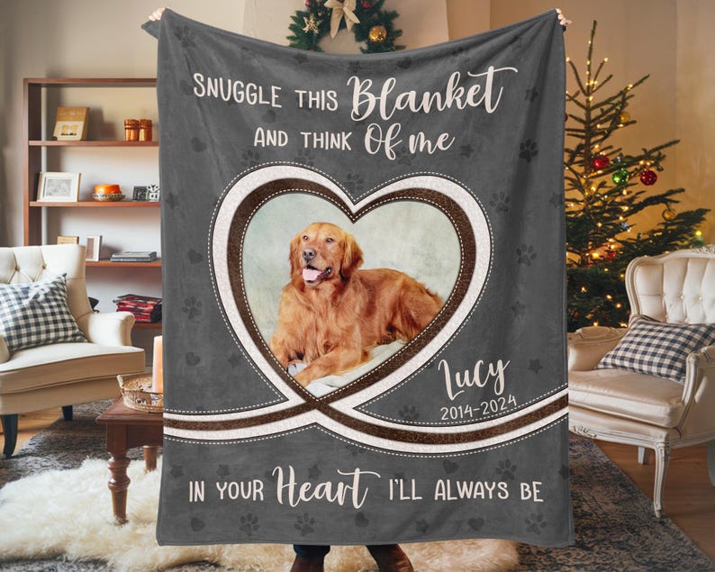 Personalized Dog Memorial Photo Blanket, Pet Blanket with Pictures, Pet Photo Memorial Blanket, Dog Memorial Blanket, Pet Loss Photo Blanket