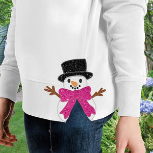 Side Bow Applique Embroidery Sweatshirt, Christmas Snowman Bow, Custom Christmas Embroidery Sweatshirt, Bow Applique Sweatshirt