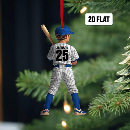 Personalized Kid Baseball Player 2D Flat Ornament, Custom Name Baseball Ornament, Baseball Keepsake, Baseball Uniform Ornament,Gift for Kids