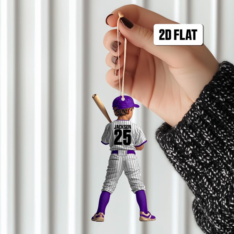 Personalized Kid Baseball Player 2D Flat Ornament, Custom Name Baseball Ornament, Baseball Keepsake, Baseball Uniform Ornament,Gift for Kids