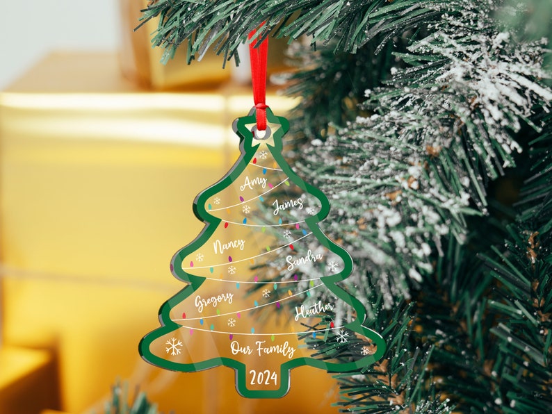 Family Christmas Ornament, Christmas Tree Ornament with Family Names, Christmas Tree Name Ornament 2024, Personalized Family Name Ornament