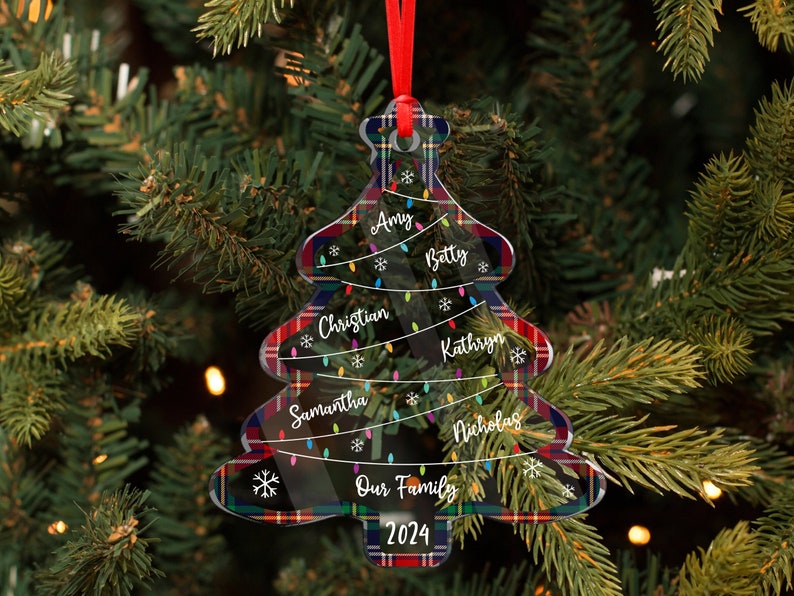 Family Christmas Ornament, Christmas Tree Ornament with Family Names, Christmas Tree Name Ornament 2024, Personalized Family Name Ornament