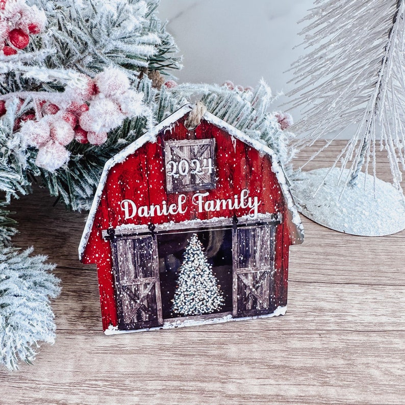2024 Red Barn Christmas Ornament, Rustic Christmas Ornaments, 2024 Ornament, 2024 Farmhouse Ornament, Personalized Christmas Ornaments