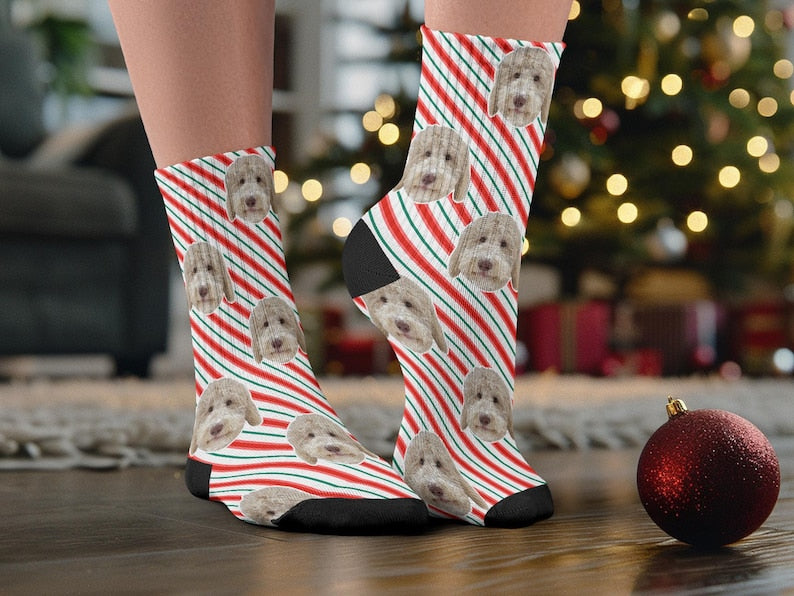 Custom Christmas Holiday socks, personalized gifts, fun Christmas gift for him, dog socks, custom dog socks, Custom face socks, funny socks