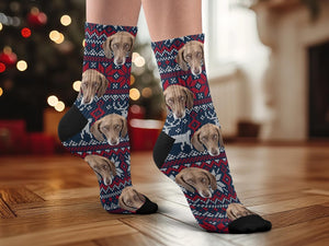 Custom Christmas Holiday socks, personalized gifts, fun Christmas gift for him, dog socks, custom dog socks, Custom face socks, funny socks