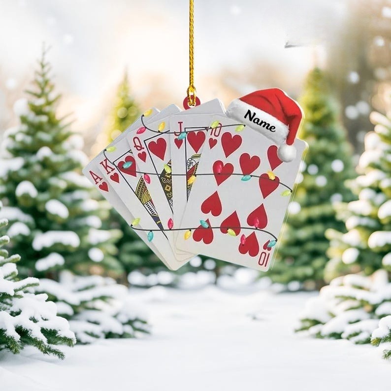 Personalized Playing Card Christmas Hanging Ornament 2D , Casino Games Ornament ,Royal flush playing card Ornament Decor ,Decor Christmas