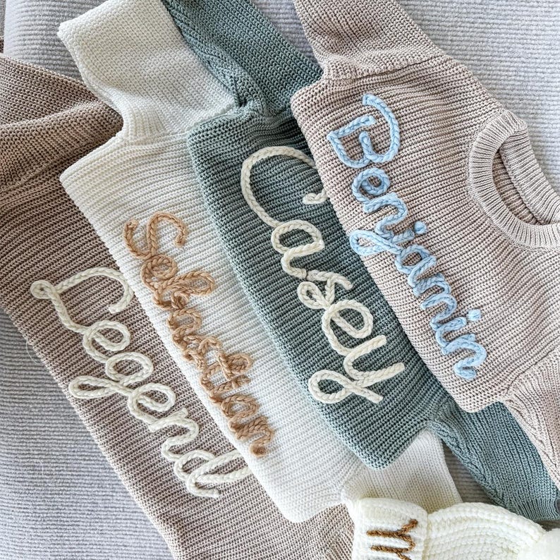 Custom hand embroidered Name Sweater Baby , Custom Baby Name Sweater, baby boy name sweater,personalised baby jumper