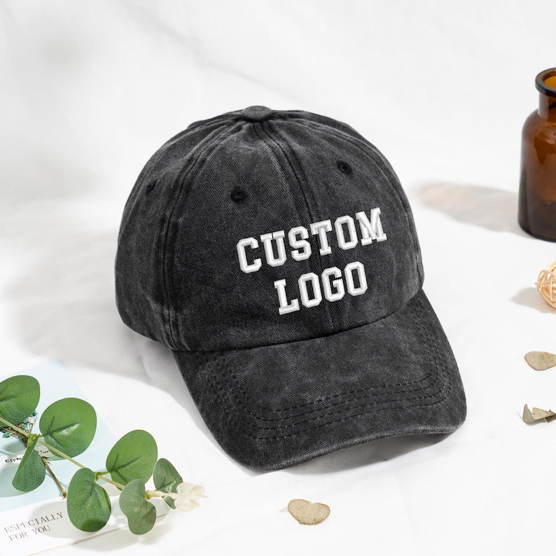 Personalized Text Hat, Custom Logo Embroidered Hat, Retro Baseball Hat, Vintage Style Trucker Hat, Fathers Day Gift, Unisex Baseball Hat.