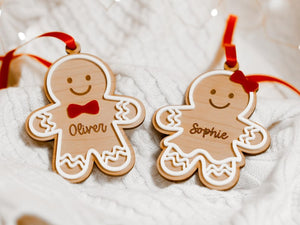 Gingerbread Ornament, Personalized Christmas Ornament, Engraved Wood Ornament, Custom Kids Ornament with Name, Granddaughter Gifts Grandma