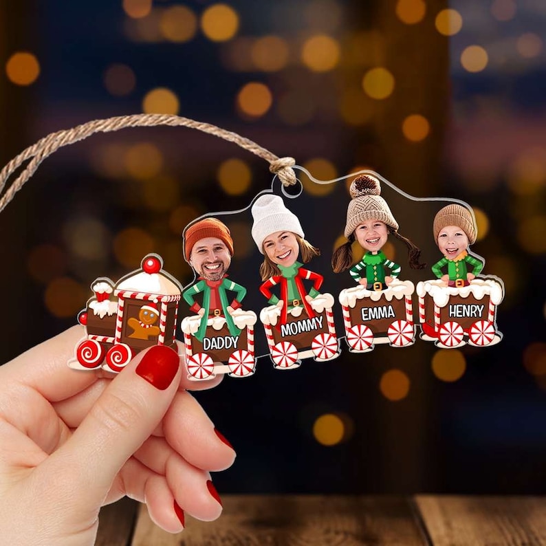 Custom Photo Funny Face Family Ornament, Family Faces Acrylic Ornament, Family Keepsake Ornament, Christmas Tree Ornament, Family Ornament