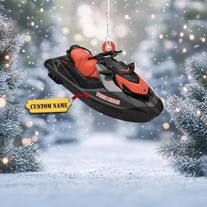 Custom Jet Ski Ornament - Personalized Name Watercraft Christmas Tree Decor, Unique Holiday Gift for Boating Enthusiasts & Water Sports Fans