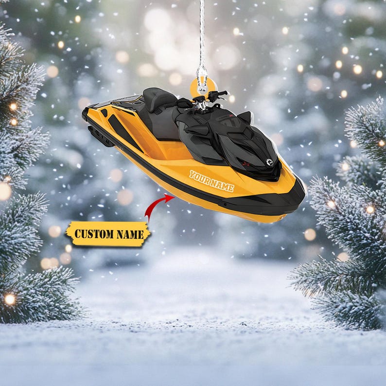 Custom Jet Ski Ornament - Personalized Name Watercraft Christmas Tree Decor, Unique Holiday Gift for Boating Enthusiasts & Water Sports Fans