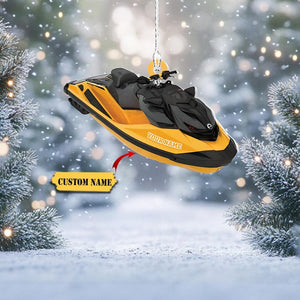Custom Jet Ski Ornament - Personalized Name Watercraft Christmas Tree Decor, Unique Holiday Gift for Boating Enthusiasts & Water Sports Fans