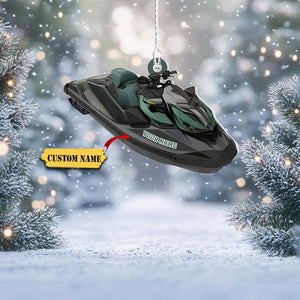 Custom Jet Ski Ornament - Personalized Name Watercraft Christmas Tree Decor, Unique Holiday Gift for Boating Enthusiasts & Water Sports Fans