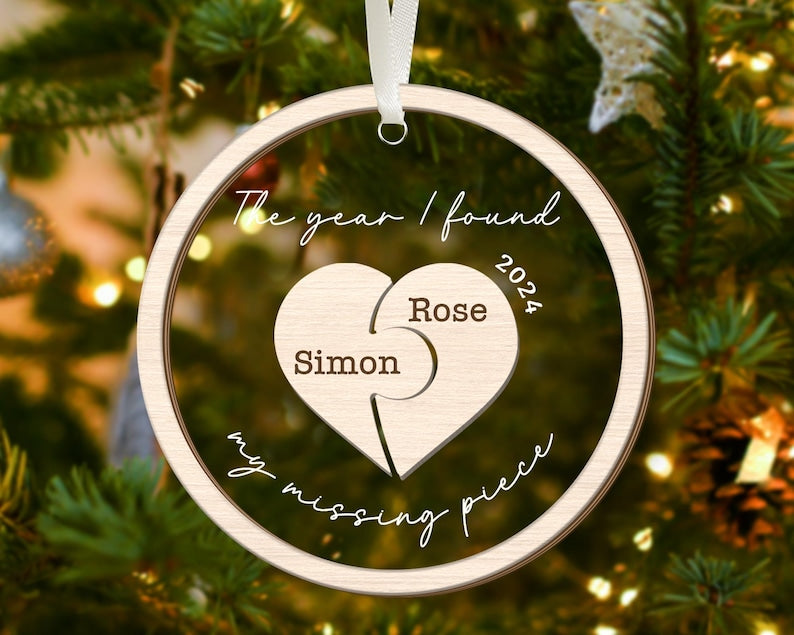 The Year I Found My Missing Piece, Custom Couple Christmas 2024 Ornament, Christmas Gift for Him or Her, Newly Wed Gift, Christmas Decor