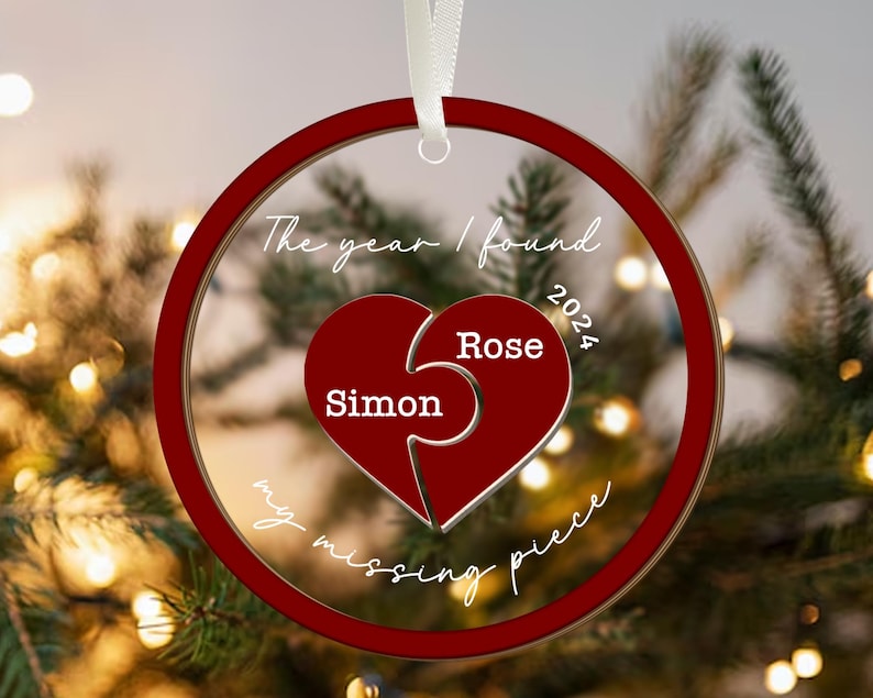 The Year I Found My Missing Piece, Custom Couple Christmas 2024 Ornament, Christmas Gift for Him or Her, Newly Wed Gift, Christmas Decor