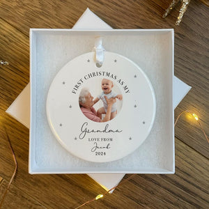 Personalised First Christmas as Grandparents Photo Bauble - Grandparent Gifts - Nanny Gifts - Grandad Gift - Grandparent Ornament Christmas