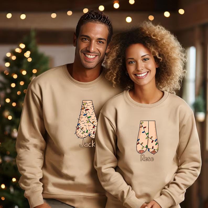 Personalized Name Funny Christmas Couple Sweatshirts Adult Humor Xmas Couple Matching Sweaters Dirty Jokes Christmas Gifts Husband and Wife