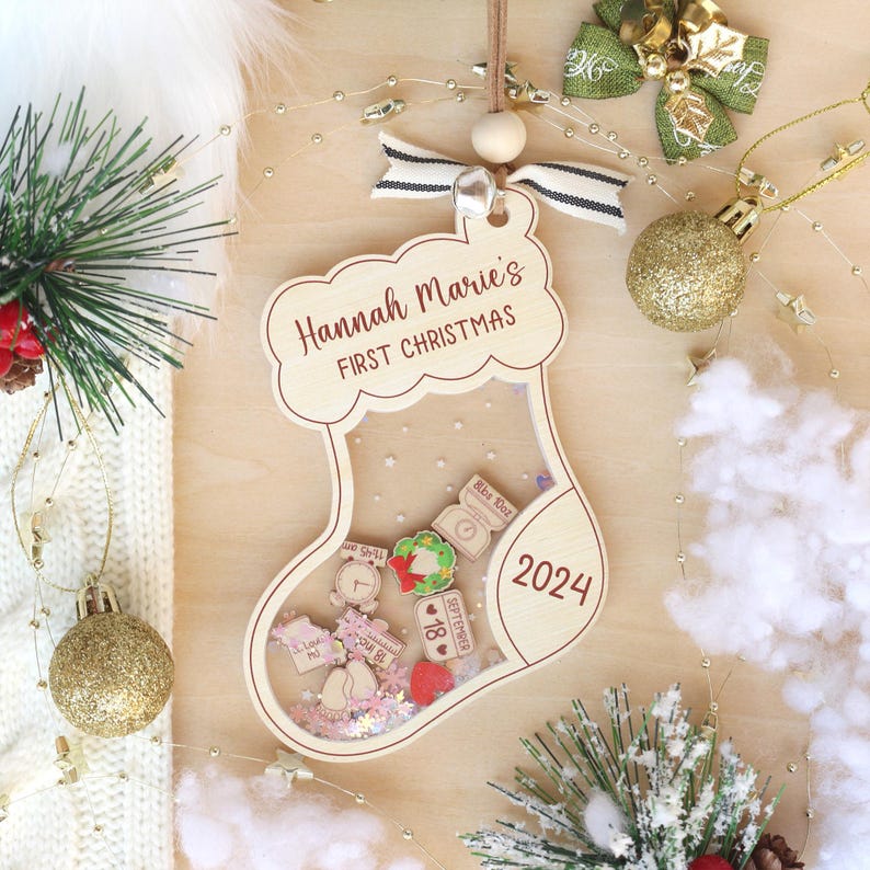 Personalized Baby's First Christmas Ornament: Shakeable Acrylic Keepsake