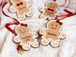 Gingerbread Ornament, Personalized Christmas Ornament, Engraved Wood Ornament, Custom Kids Ornament with Name, Granddaughter Gifts Grandma