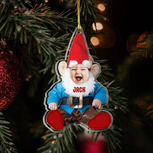 Adorable Newborn Baby Elf - Personalized Babys Photo First Christmas Ornament, Baby 1st Christmas Ornament, Custom Newborn Christmas Gift