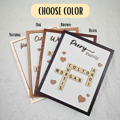 Personalized Scrabble Puzzle Sign, Grandkids Crossword Scrabble Wooden Sign, Custom Family Name, Grandparents Christmas Gift, Last Name Sign