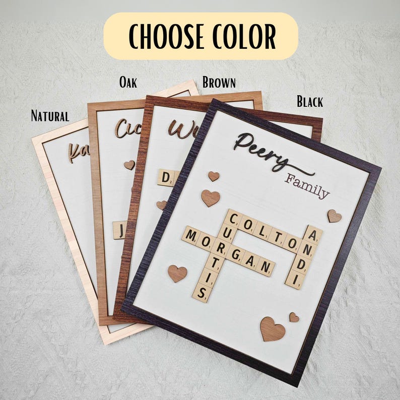 Personalized Scrabble Puzzle Sign, Grandkids Crossword Scrabble Wooden Sign, Custom Family Name, Grandparents Christmas Gift, Last Name Sign