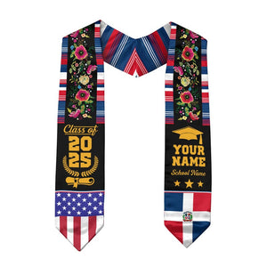 Personalized Dominicans American Flag Graduation Sash 2025, Dominican Republic Graduation Stole Customize 2025, Custom Graduation Stole 2025