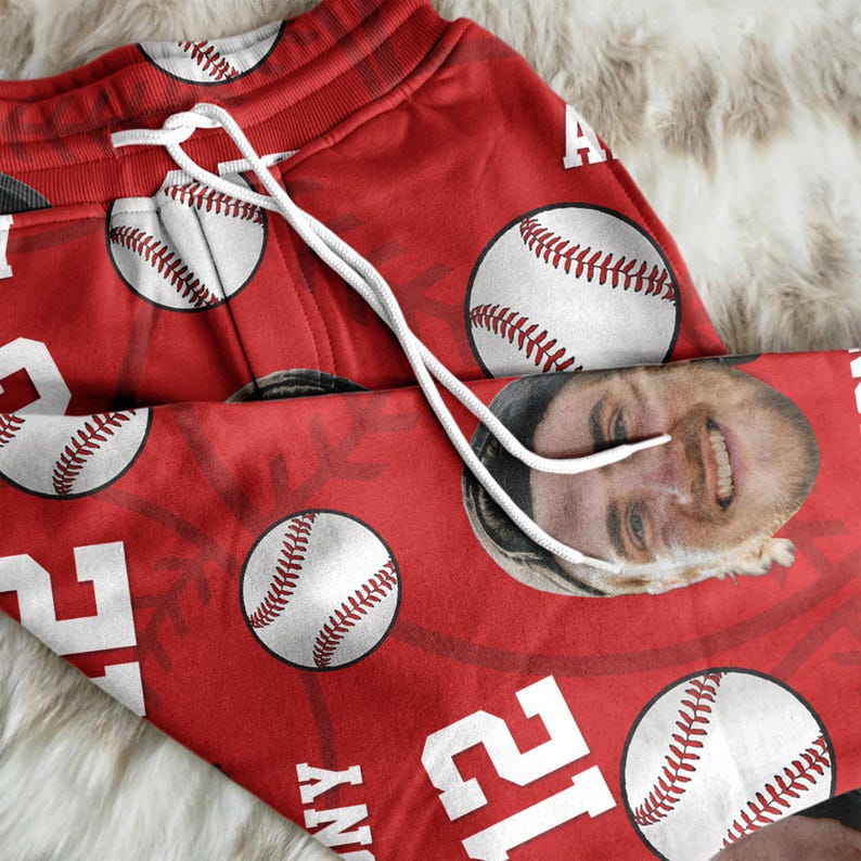 Custom Face Photo And Name Baseball Pajamas Pants, Personalized baseball photo face pajamas Pants, Birthday Gifts, Gifts for Baseball Lovers