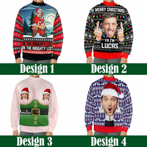 Custom Christmas Ugly Sweater,Personalized Face Sweatshirt,Customize Photo Crew neck Sweater,Funny Face Sweatshirt,Christmas Party Sweater