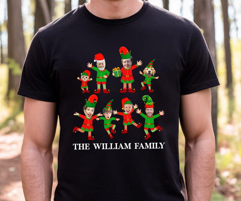 Custom Elf Family Shirt, Custom Face Elf Family Christmas Shirt, Funny Elf Family Party Shirt, Family Matching Party Shirts