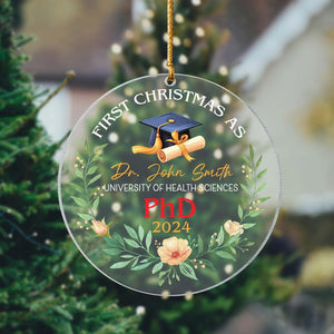 Personalized PhD Christmas Ornament, Custom PhD Graduation Gift, New PhD Doctor Gift, PhD Doctorate Graduation Gift, Doctoral Gifted Doctor