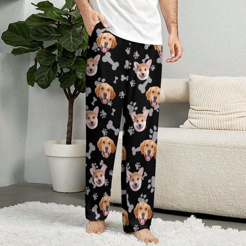 Custom Face Pajamas Pants,Personalized Dog Pet Photo Pajama Trousers,Women Men Kids Face Socks,Family Mothers Fathers Day,Christmas Gift