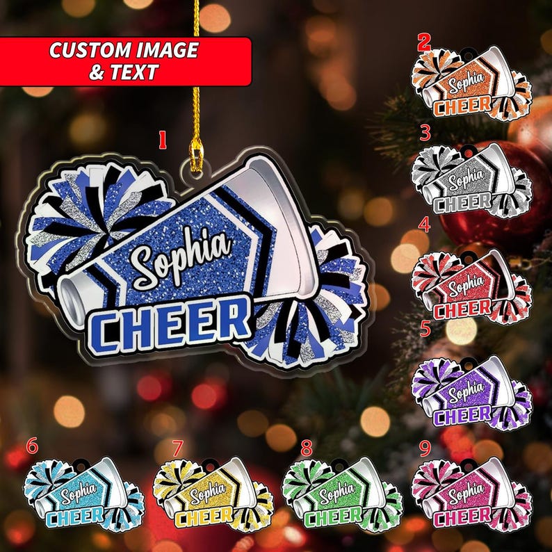 Personalized Cheerleader Ornament 2024, Custom Christmas Tree Ornaments, 2D Flat Cheerleader Christmas Ornament, Cheer Team Ornament