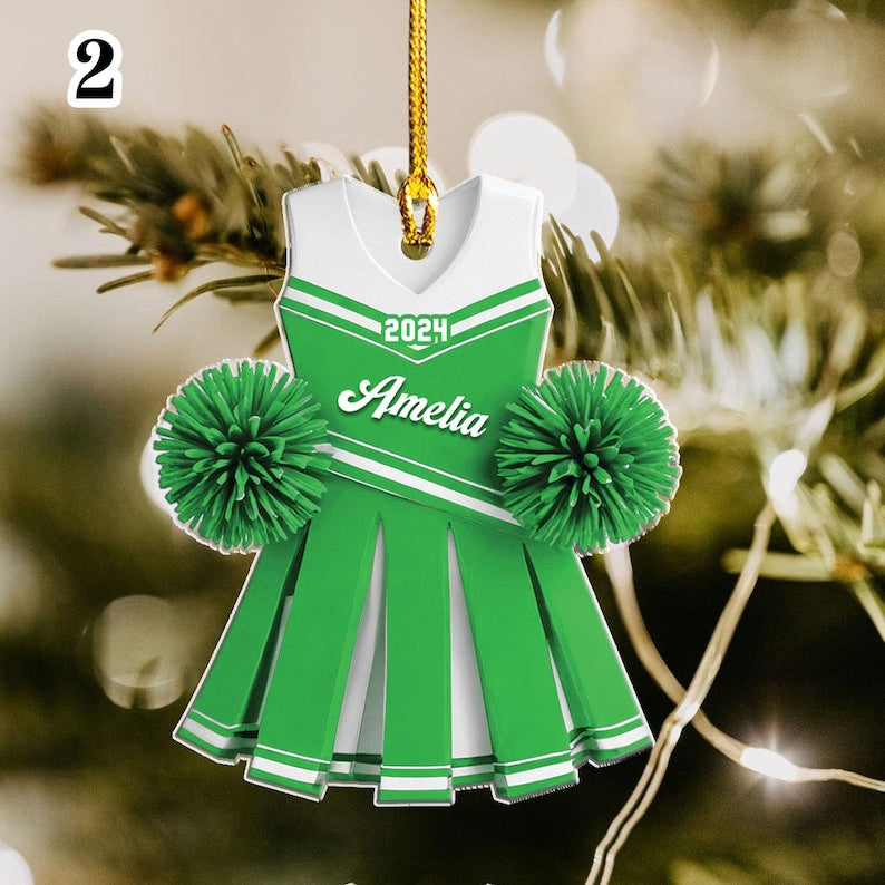 Custom Cheerleader 2d Flat Ornament, Personalized Cheerleading Girl Christmas Ornaments, Blue Cheerleader Ornament, Xmas Gift 2024 Daughter