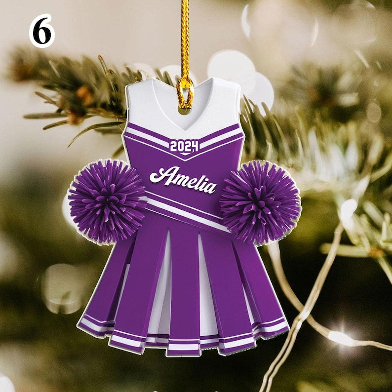 Custom Cheerleader 2d Flat Ornament, Personalized Cheerleading Girl Christmas Ornaments, Blue Cheerleader Ornament, Xmas Gift 2024 Daughter